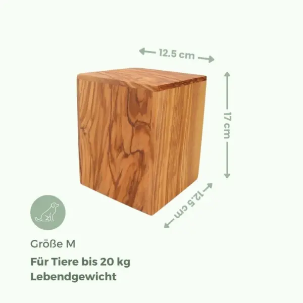 Holz Tierurne Olive Square, personalisierbar für kleintiere – Bild 3